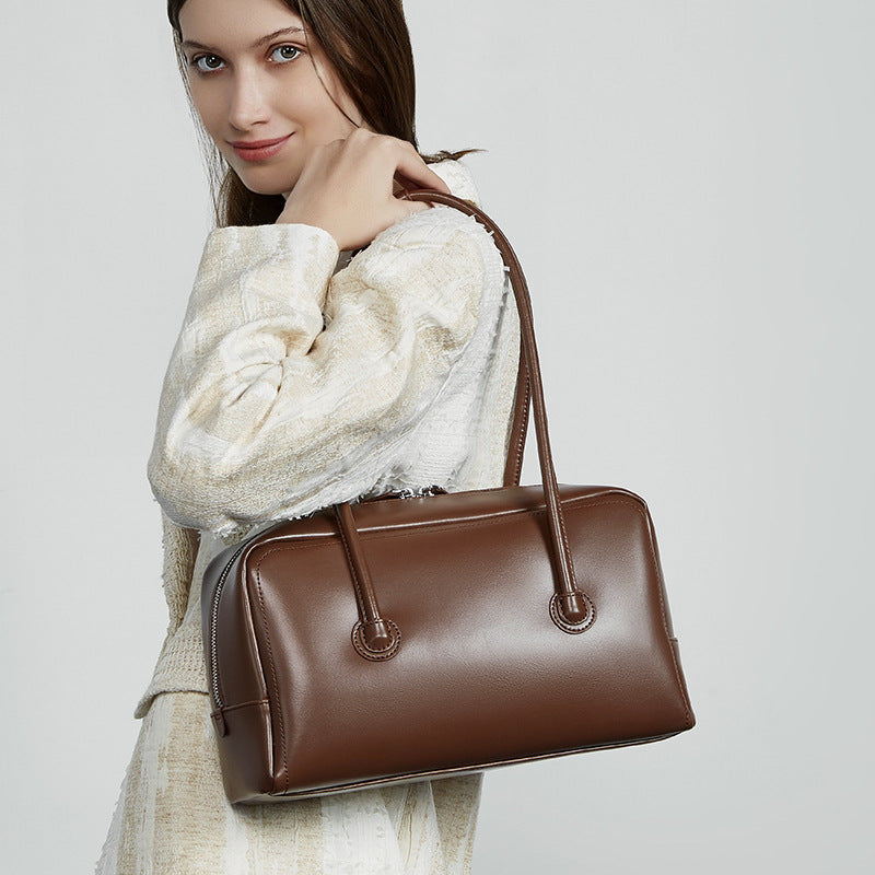 Genuine Leather Shoulder Bag - Boston Portable Design | Bag Bag Sitter