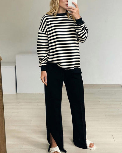 Knitted Thick Casual Striped Pullovers Women