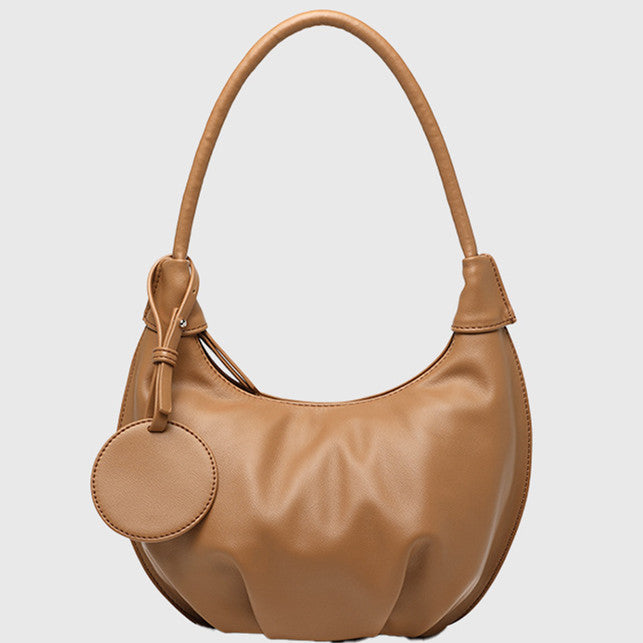 Vegan Leather Portable Underarm Bag Versatile Shoulder Dumpling Bag