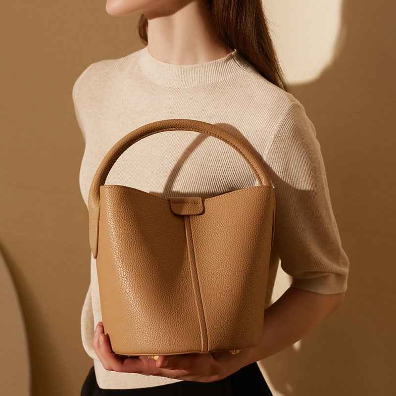 Genuine Leather Crossbody Bucket Bag Tote Bag Shoulder Bag