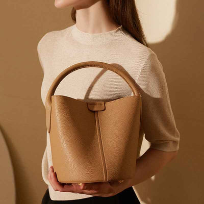 Genuine Leather Crossbody Bucket Bag Tote Bag Shoulder Bag