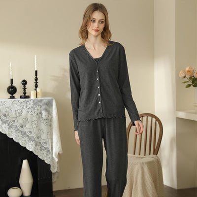 Home Wear  French Style Three-piece Pajamas For Women