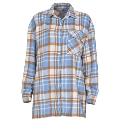 Women's Sexy Plaid Long-sleeved Shirt Top