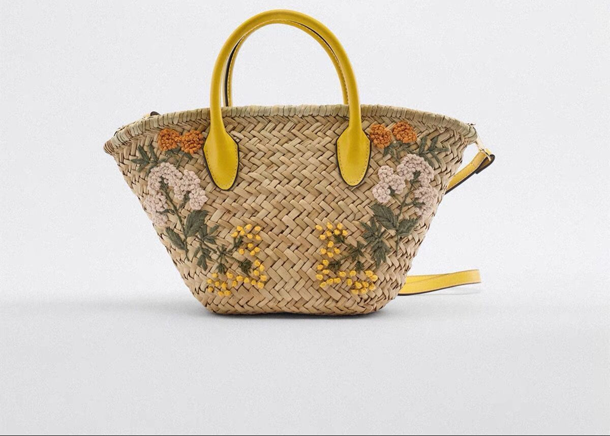 Straw Handbag Single Shoulder Crossbody Straw Bag Underarm Summer Beach Bag