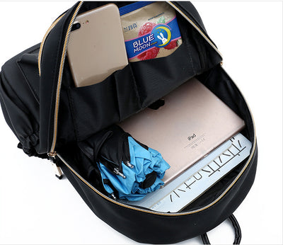 Waterproof Black Nylon Backpack for Women - Lightweight Cloth Backpack Waterproof Backpack Women Black Backpack