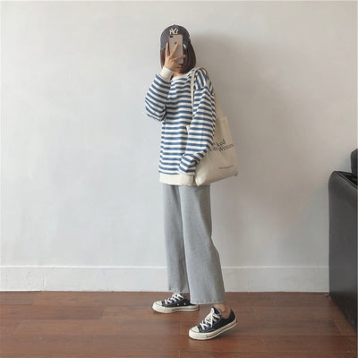 Striped Sweater Women Loose Blouse Women