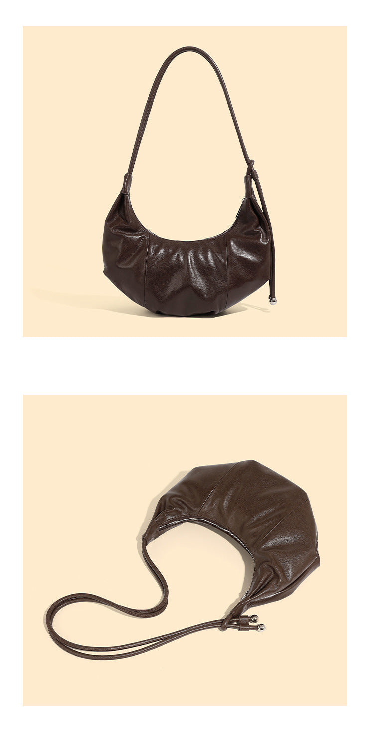 Genuine Leather Croissant Bag | Stylish Shoulder and Crossbody Design 3 in 1 Fashion Women Anti-Theft Backpack
