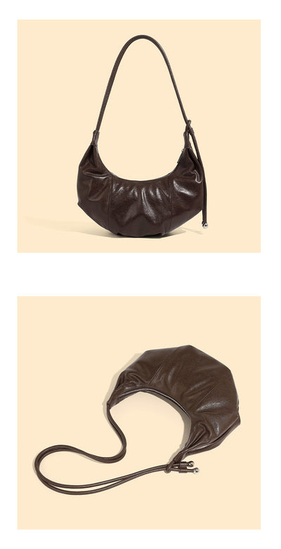 Genuine Leather Croissant Bag | Stylish Shoulder and Crossbody Design 3 in 1 Fashion Women Anti-Theft Backpack