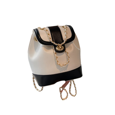 Vegan Leather Chain Backpack One Shoulder Bucket Bag