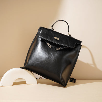 Genuine Leather Backpack - Large Capacity Single-Double Shoulder Bag Genuine Leather Backpack Single-Double s