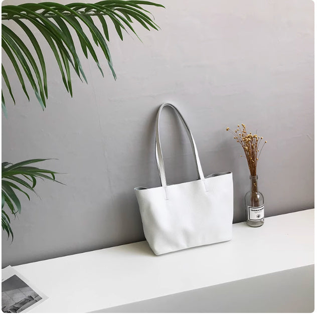 Genuine Leather Lightweight Small Size Tote Bag Shoulder Bag Handbag