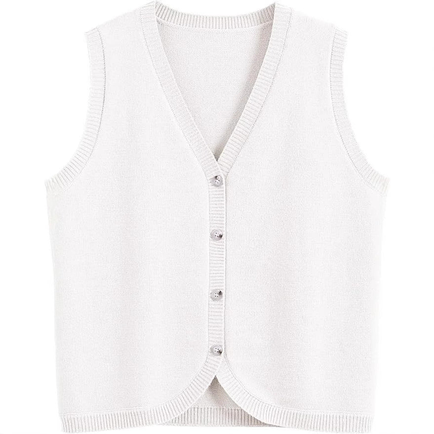 Women's Vest Buckle V-neck Casual Wear