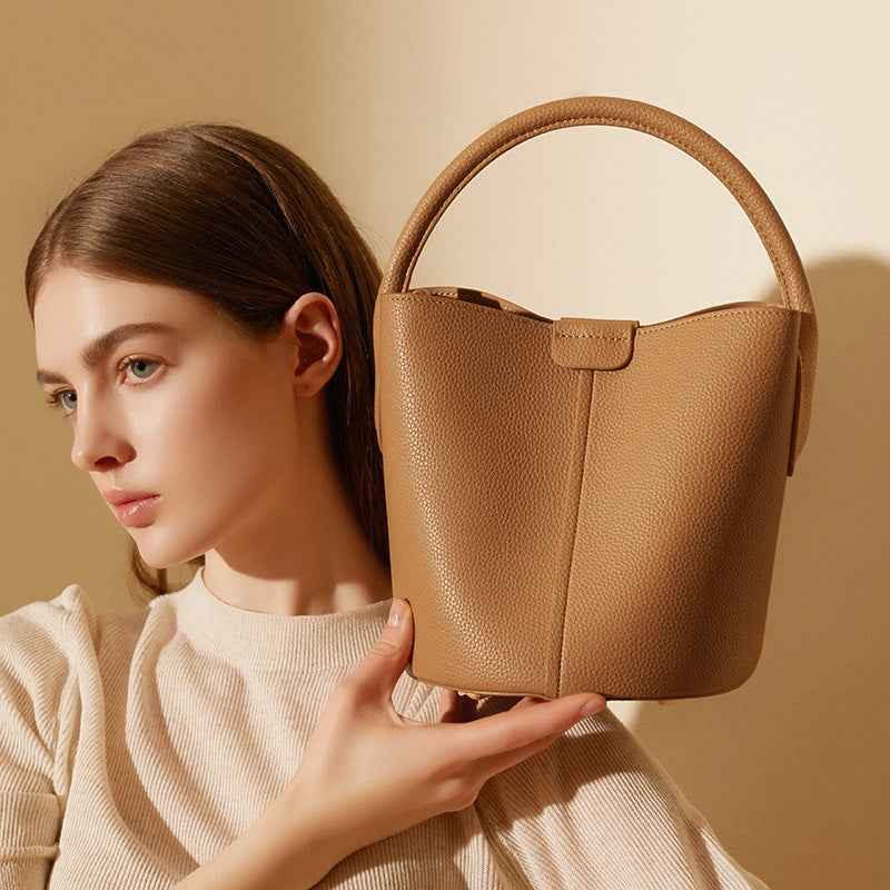 Genuine Leather Crossbody Bucket Bag Tote Bag Shoulder Bag