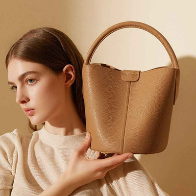 Genuine Leather Crossbody Bucket Bag Tote Bag Shoulder Bag
