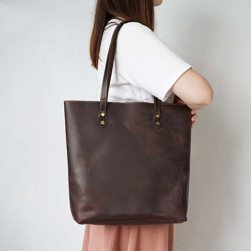 Genuine Leather Tote Simple Vintage Shoulder Bag