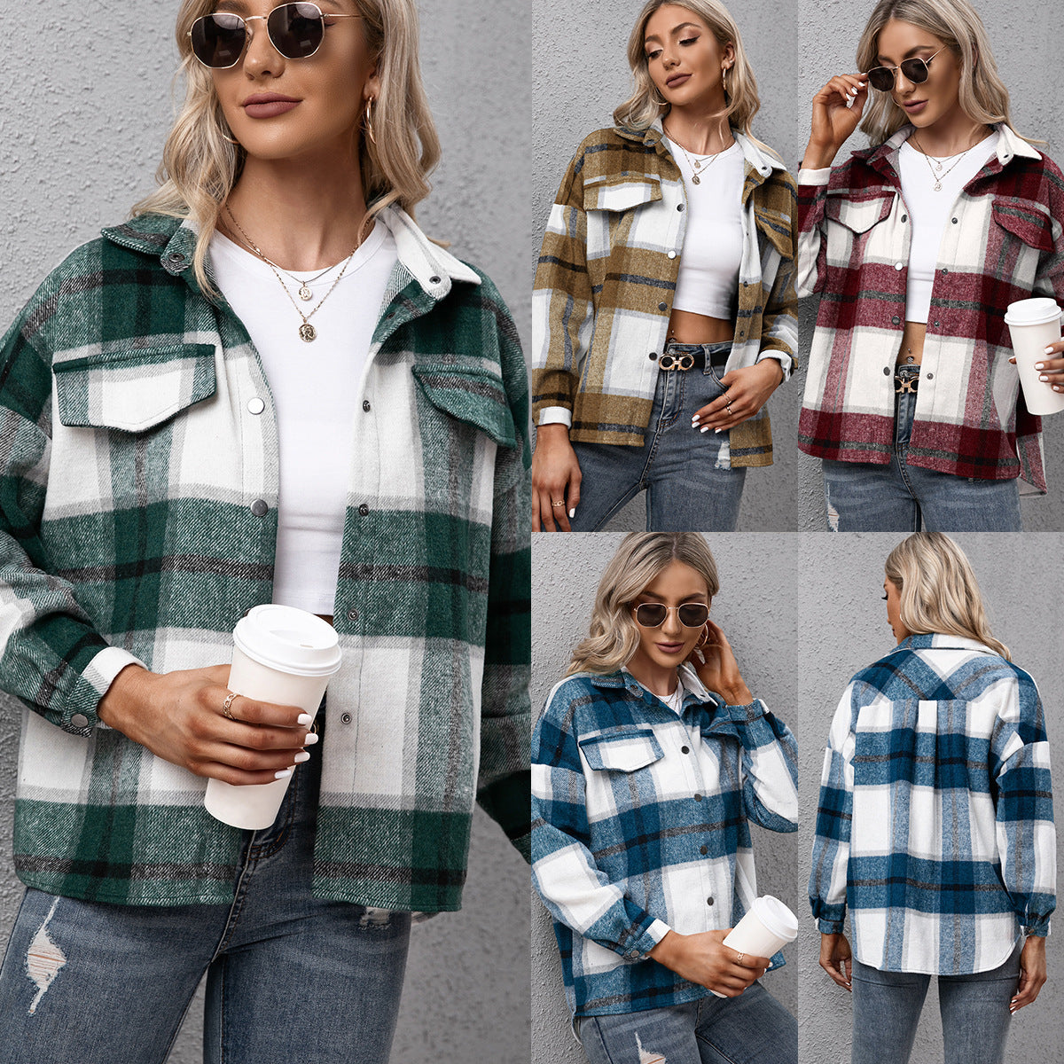 Thick Cashmere Long-sleeved Plaid Top