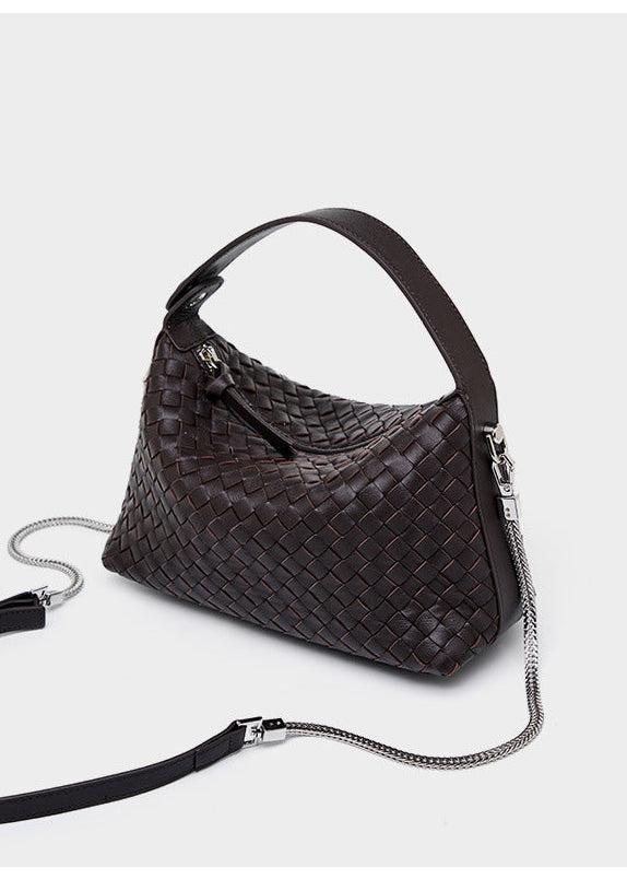 Leather Weave Dumpling Bag - Authentic Leather Tote, Shoulder, Underarm, and Crossbody Bag Authentic Leather Weave Dumpling Bag Tot