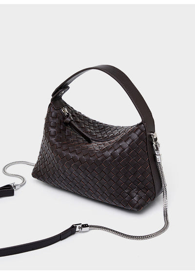 Leather Weave Dumpling Bag - Authentic Leather Tote, Shoulder, Underarm, and Crossbody Bag Authentic Leather Weave Dumpling Bag Tot