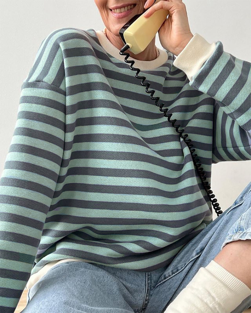 Knitted Thick Casual Striped Pullovers Women