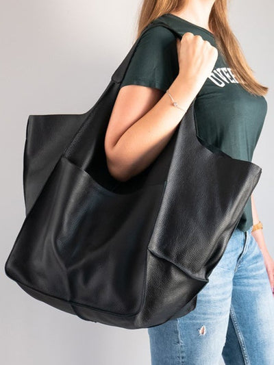 Soft Vegan Leather Large Capacity One-shoulder Tote Bag