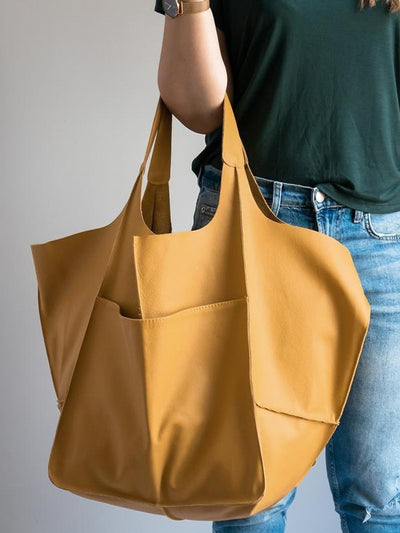 Soft Vegan Leather Large Capacity One-shoulder Tote Bag