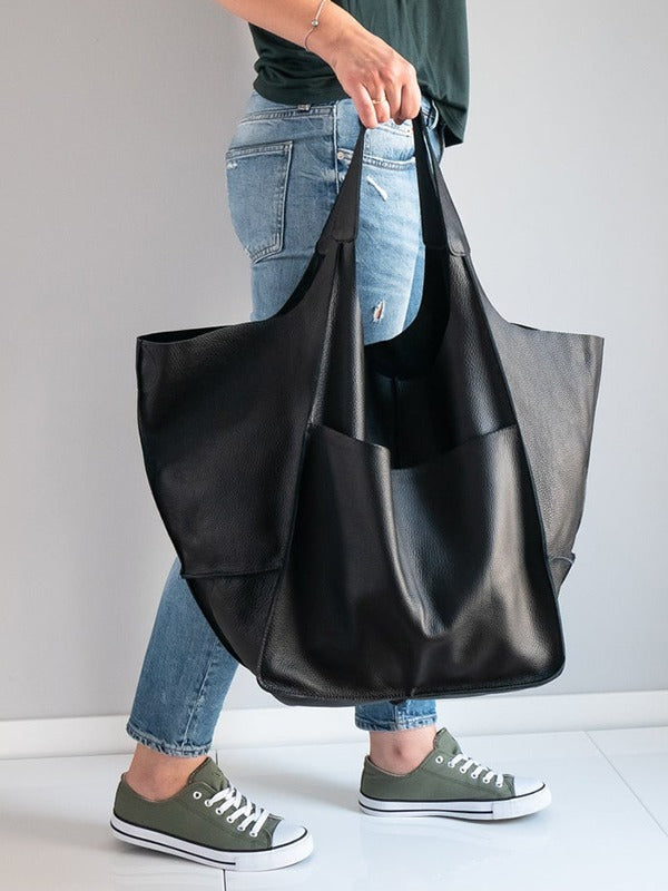 Soft Vegan Leather Large Capacity One-shoulder Tote Bag