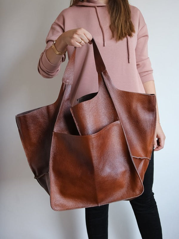 Soft Vegan Leather Large Capacity One-shoulder Tote Bag