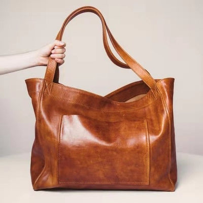 Soft Vegan Leather Large Capacity One-shoulder Tote Bag