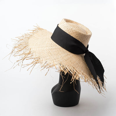 Flat Straw Hat Sunscreen Beach Raffia Straw Hat