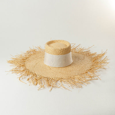 Flat Straw Hat Sunscreen Beach Raffia Straw Hat