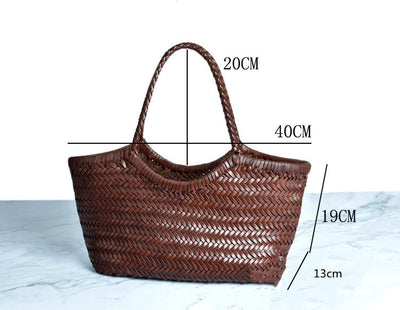 Tote Bag Genuine Leather Vegetable Basket Bag