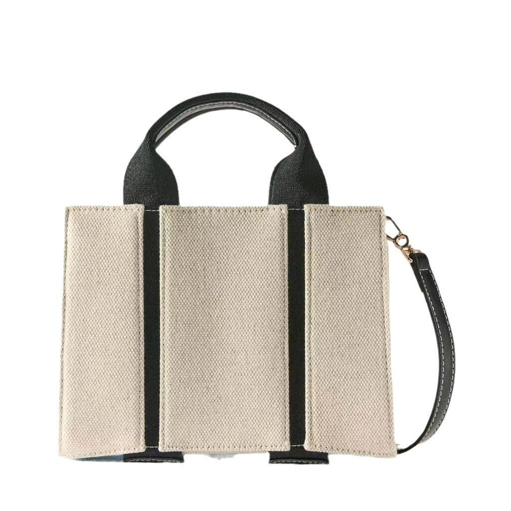 Canvas Stitching Portable Shoulder Messenger Bag Crossbody Tote Bag Underarm
