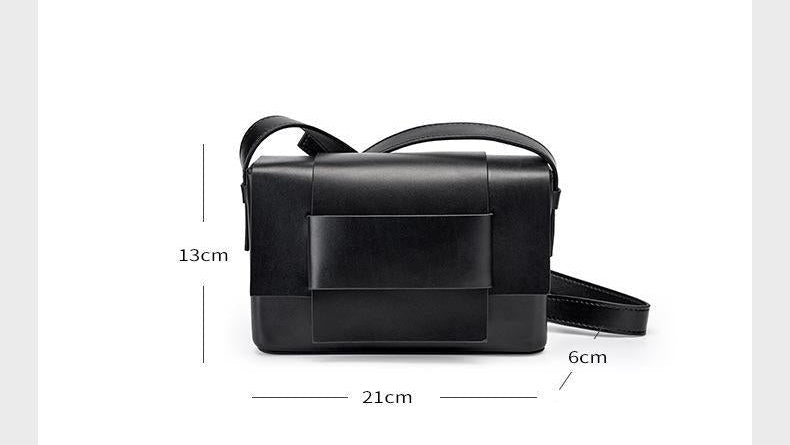 Genuine Leather Crossbody Bag - Small Square Woven Shoulder Bag Genuine Soft Leather Woven Small Square