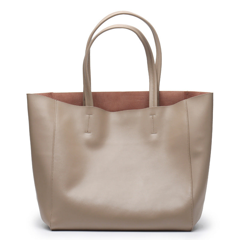 Genuine Leather Large Capacity Shopping Bag Shoulder Bag Tote Bag
