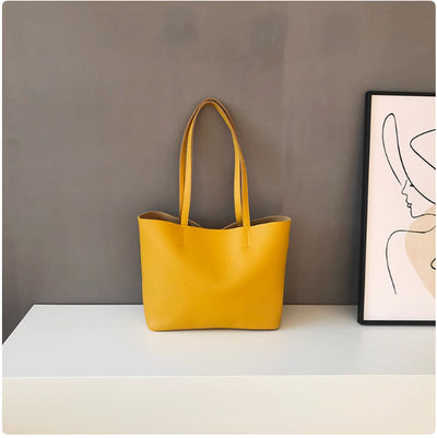 Genuine Leather Lightweight Small Size Tote Bag Shoulder Bag Handbag