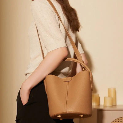 Genuine Leather Crossbody Bag - Versatile Tote and Shoulder Bag for Stylish Fashion Genuine Leather Crossbody Bucket Bag Tot
