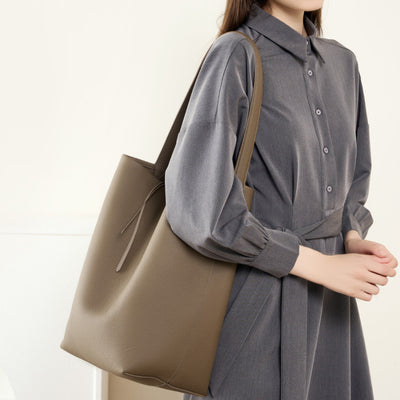 Genuine Leather Large Capacity One-shoulder Bucket Bag