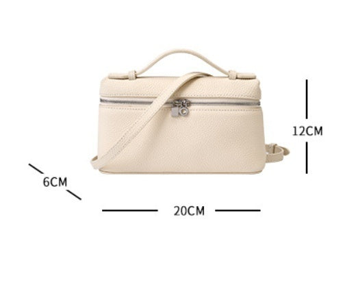 Genuine Leather Portable Box Messenger Bag Crossbody Shoulder Bag Underarm bag