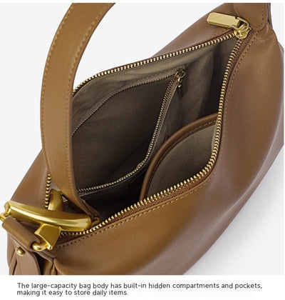 Genuine Leather Crossbody Tote Bag - Soft Women's Shoulder and Underarm Bag Genuine Leather Crescent Crossbody Soft