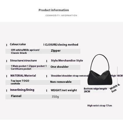 Genuine Leather Shoulder Tote Bag - French Style Underarm Bag Genuine Leather French Style Shoulder U
