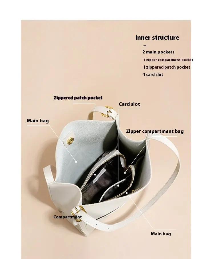 Genuine Leather Tote Bag - Large Capacity Shoulder Bag Genuine Leather Shoulder Bag Large Capa