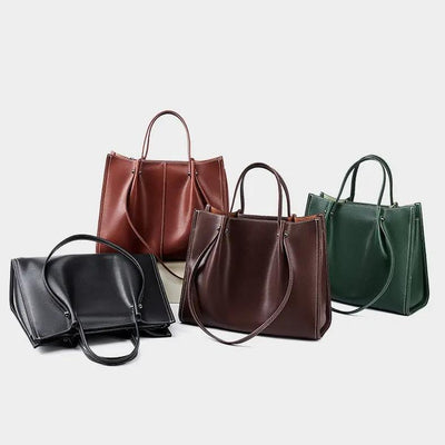 Genuine Leather Shoulder Bag - Large Capacity Tote Bag Genuine Leather Large Capacity Shoulder