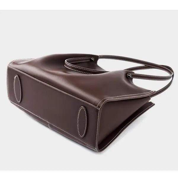 Genuine Leather Shoulder Bag - Large Capacity Tote Bag Genuine Leather Large Capacity Shoulder