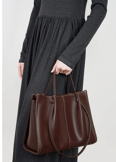 Genuine Leather Shoulder Bag - Large Capacity Tote Bag Genuine Leather Large Capacity Shoulder