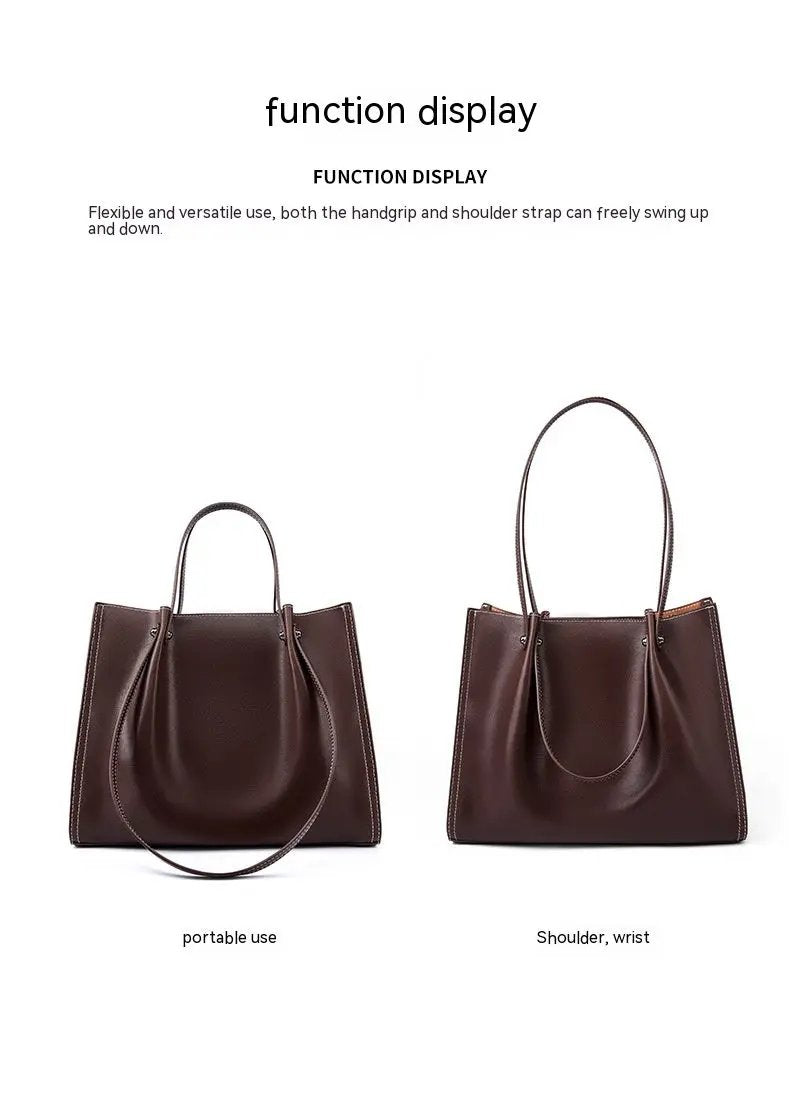 Genuine Leather Shoulder Bag - Large Capacity Tote Bag Genuine Leather Large Capacity Shoulder