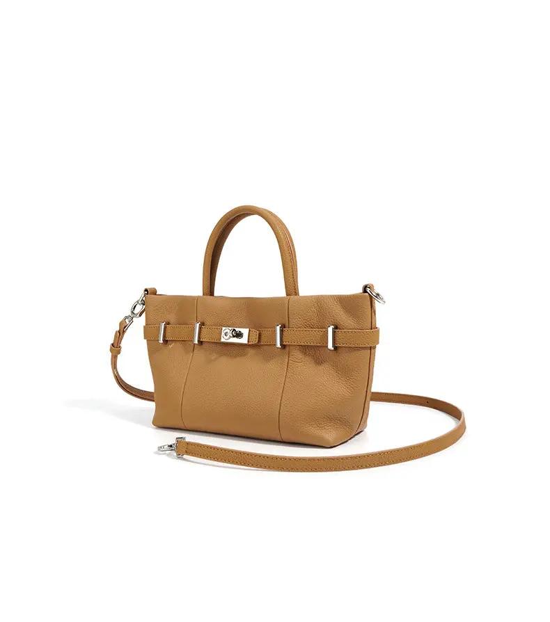 Genuine Leather Black Bags - Versatile Handbag with Lychee Pattern for Tote, Shoulder, and Crossbody Use Genuine Leather Lychee Pattern Handbag