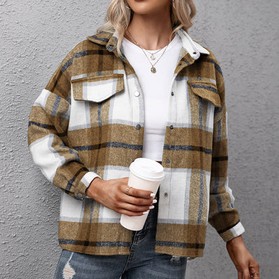 Thick Cashmere Long-sleeved Plaid Top