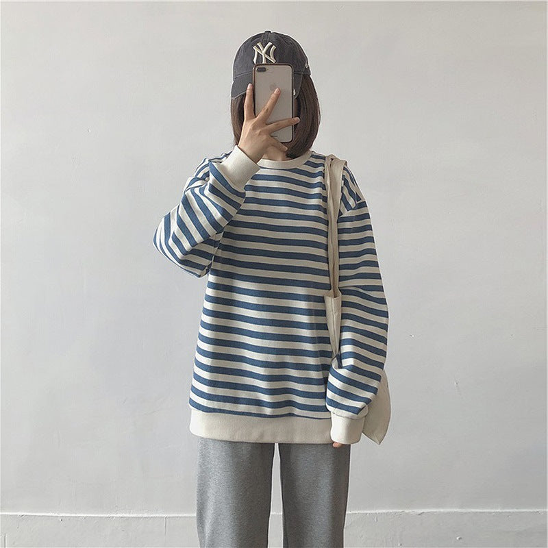 Striped Sweater Women Loose Blouse Women