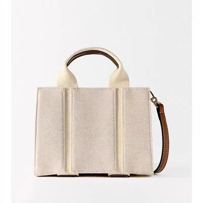Canvas Stitching Portable Shoulder Messenger Bag Crossbody Tote Bag Underarm