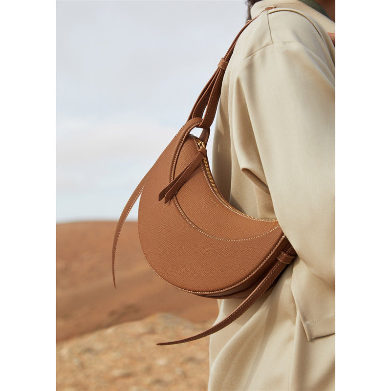 Genuine Leather Bag Tote Bag Crescent Shape Bag